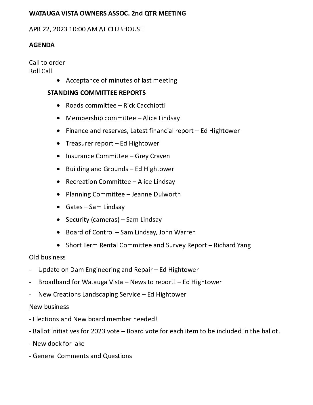 Meeting Agenda