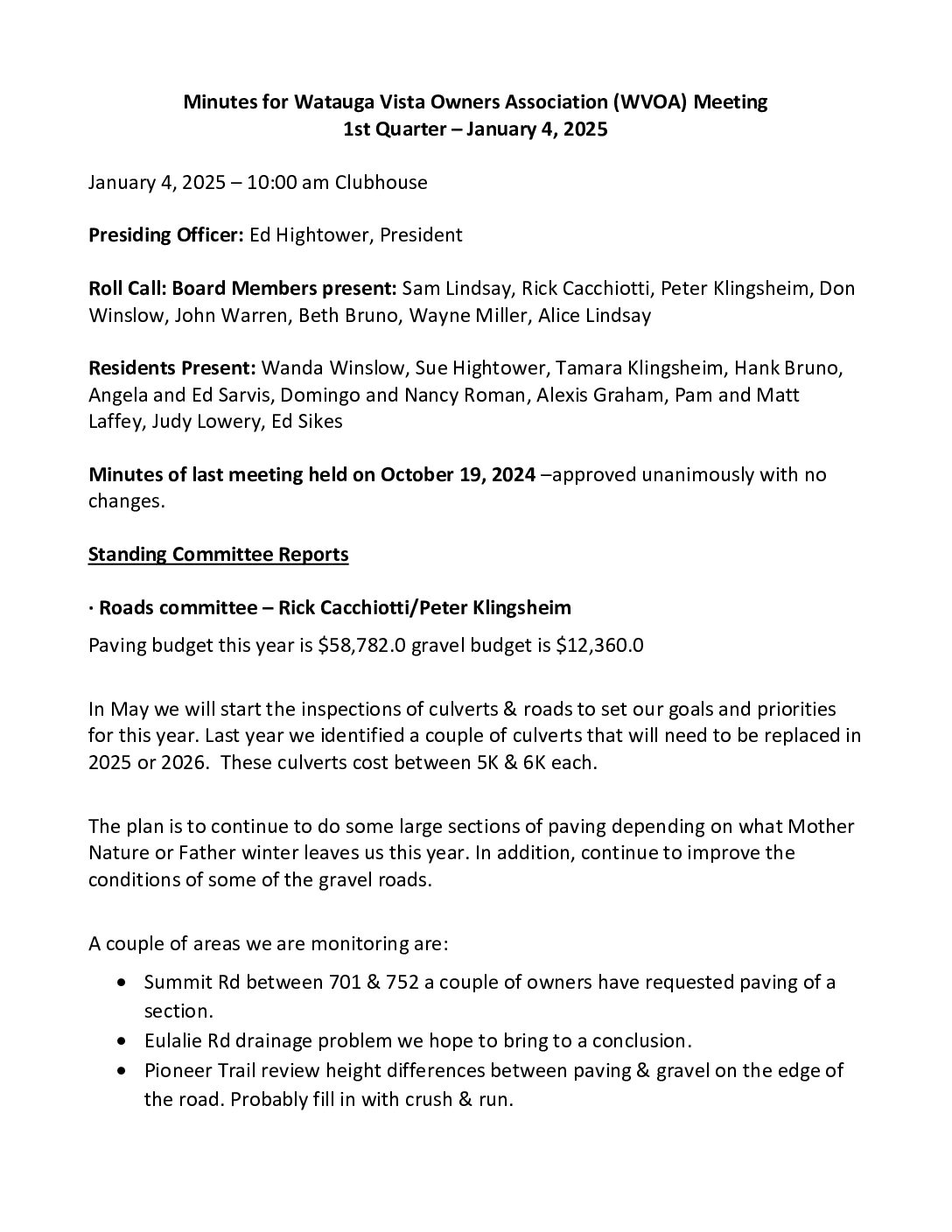 Meeting Minutes